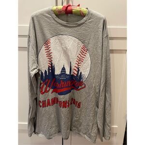 Washington Nationals 2019 MLB Champions Long Sleeve Shirt Gray Unisex Sz 2XL